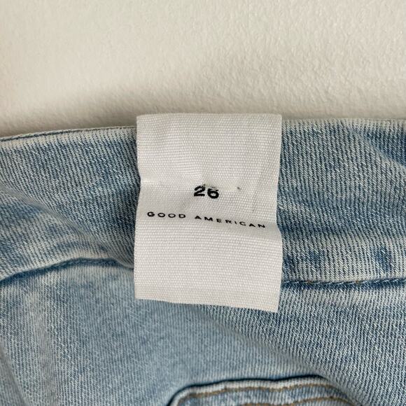 Good American Good Legs High Rise Cropped Mini Bootcut Jeans Size 26 Light Wash - Picture 4 of 12